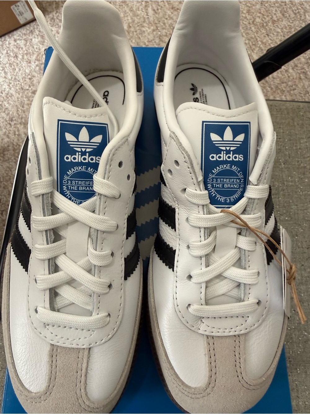 adidas Samba Kids Sneakers in White, Black & Brown - Picture 2 of 6